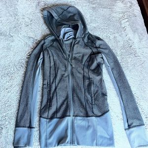 Lululemon light and dark grey stretchy zip up workout hoodie